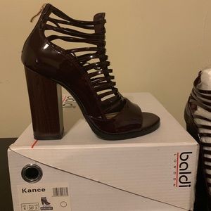 Burgundy Gladiator Block Heel by Baldi London